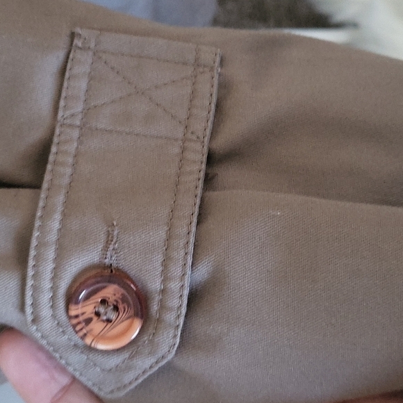 Out Brook Vintage brown trench coat with removable plaid flannel lining - Picture 6 of 12